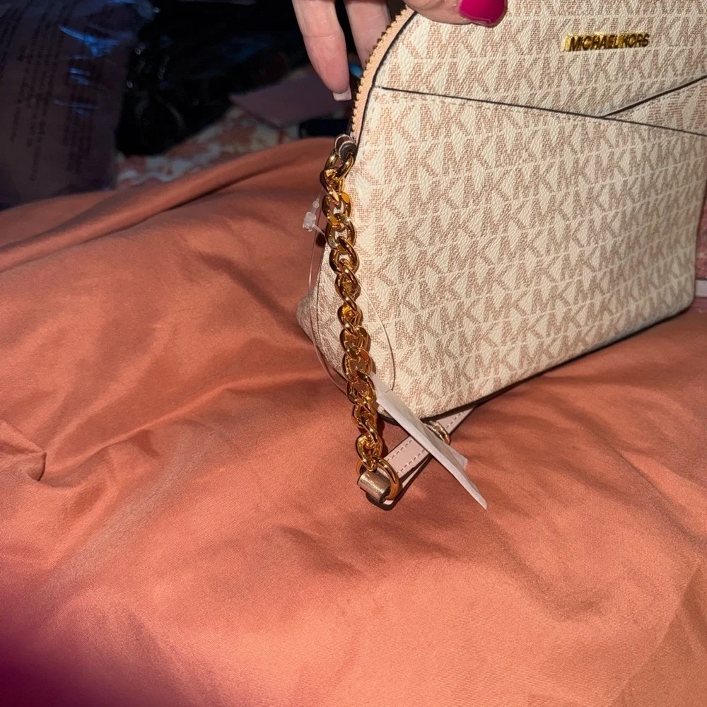 Michael Kors Beige and Gold Crossbody Bag
